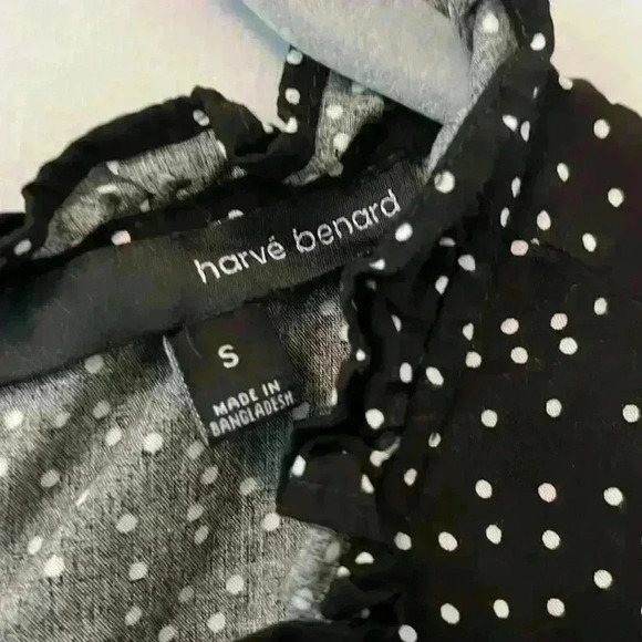 Harve Benard Size Small Peplum Black and White Polka Dot Sleeveless Blouse - Picture 2 of 4